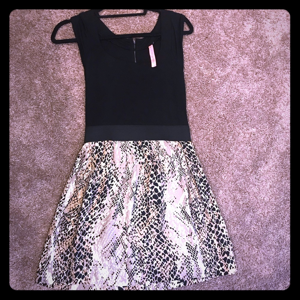 Miss Sixty Black and Animal Print Dress